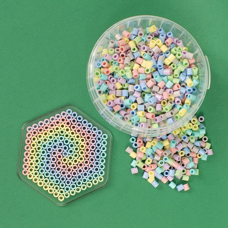 Perler i krukke 1000 stk - pastelblanding - Plastperler, Håndværk