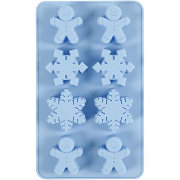 Silikonform snøflak og pepperkakemenn 2,5 x 3 x 4,5 cm 12,5 ml Silikonform snøflak og pepperkakemenn 2,5 x 3 x 4,5 cm 12,5 ml