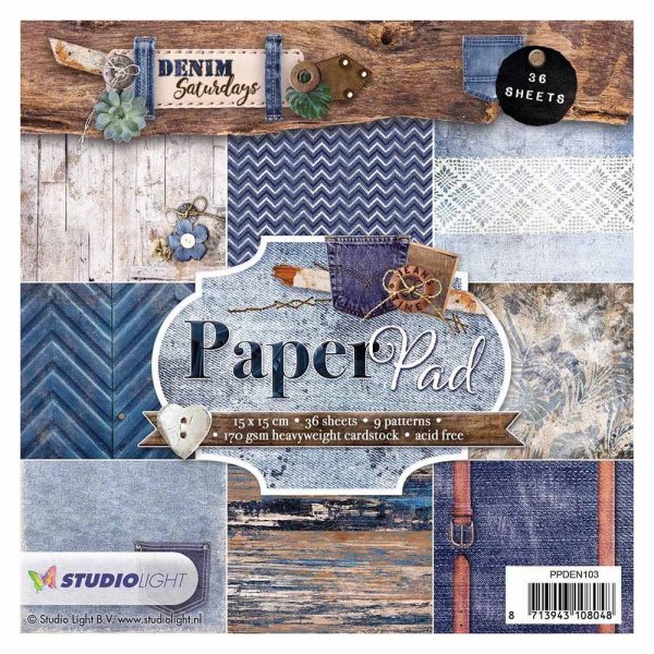 Designpapir i blokk Jeanslrdager 15x15 cm 36 sider