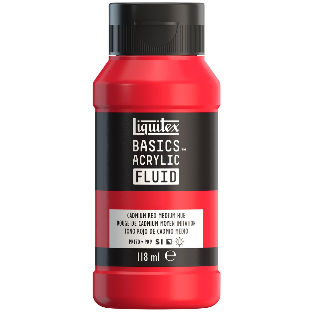 Akrylfärg - Liquitex Basics Fluid - 118ml - Cadmium Red Medium Hue - Akrylfärger, Konstnärsfärger