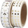 Washi tape - Gull/hvit - Hjerter og prikker - folie