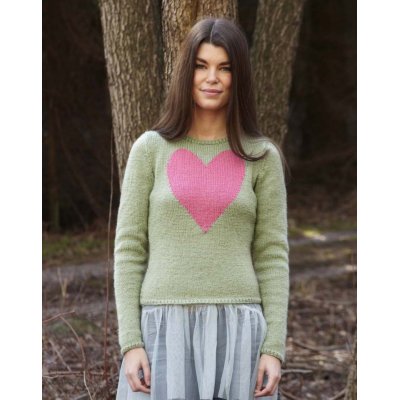 Strikkeopskrift - Sweater (Langrmet med hjertemotiv)