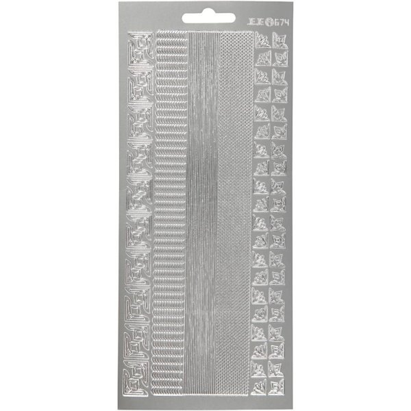 Klistermærker kanter 10x23 cm sølv - 1 ark Klistermærker kanter 10x23 cm sølv - 1 ark