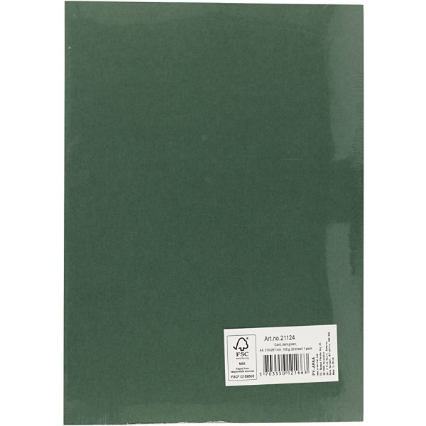 Färgad Kartong - mörkgrön - A4 - 180 g - 20 ark Färgad Kartong - mörkgrön - A4 - 180 g - 20 ark