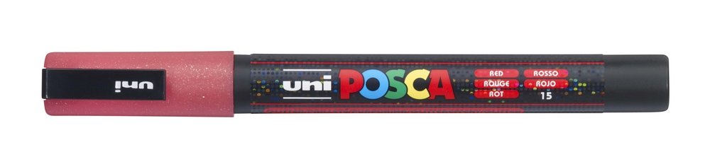 Uni Posca PC-3 ml Glitter - Red Glitter (40) - Posca-penne, Markers, Penne, Penne, kridt & tusch