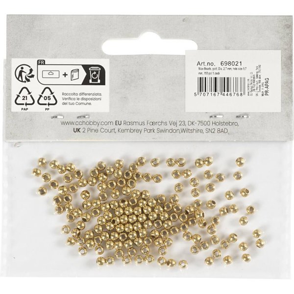 Vaxpärlor 2,7 mm Guld 150 st Vaxpärlor 2,7 mm Guld 150 st