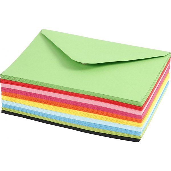Kuvert - mixade färger - 11,5 x 16 cm - 10 x 10 st Kuvert - mixade färger - 11,5 x 16 cm - 10 x 10 st