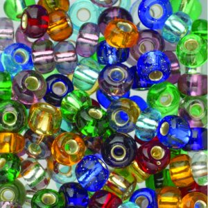 Rocaille perler miks 6 mm - blandede farger 500 g transparent, slv