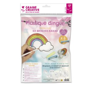 Set med 6 broscher i krympplast, kawaii-tema Set med 6 broscher i krympplast, kawaii-tema