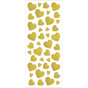 Glitterstickers - guld - hjrtan - 2 ark