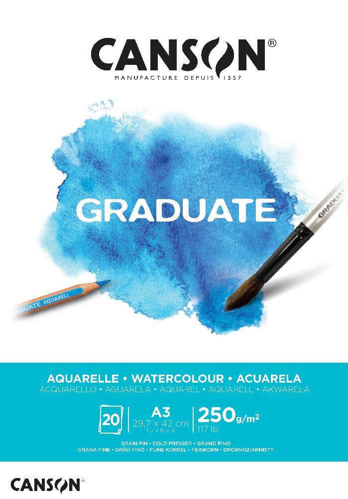 Graduate Akvarelblok 250 g 20 ark - A3 - Akvarelpapir, Blok