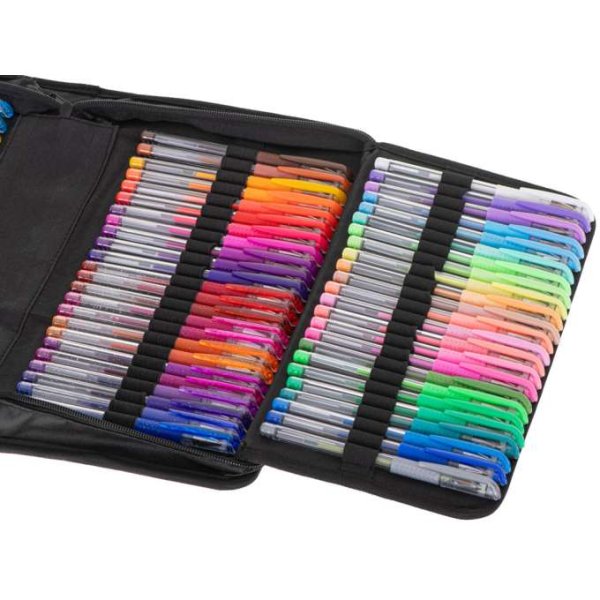 Gelpenner i etui, 120 stk. med 120 refiller