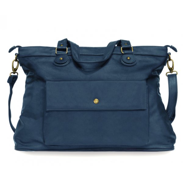 Bl� taske/taske i imiteret l�der