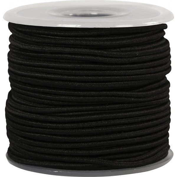 Elastiskt snöre 2 mm - svart - 25 m Elastiskt snöre 2 mm - svart - 25 m