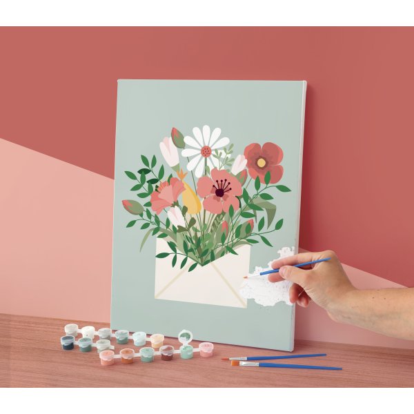 Målarset med siffror 30 x 40 cm - blomstermotiv Målarset med siffror 30 x 40 cm - blomstermotiv