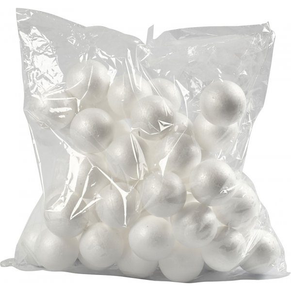 Kulor av frigolit - vit - Ø6 cm - 50 st Kulor av frigolit - vit - Ø6 cm - 50 st