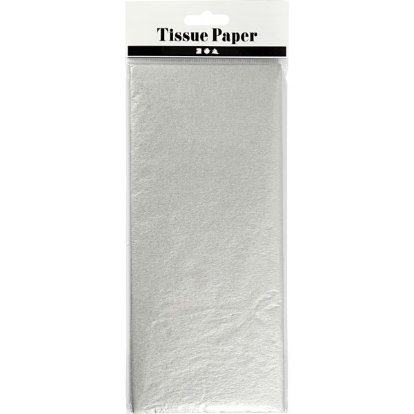 Silkespapper - silver - 50 x 70 cm - 14 g -6 ark Silkespapper - silver - 50 x 70 cm - 14 g -6 ark