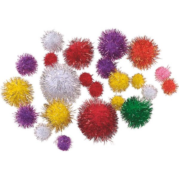 Glittriga pompoms 8�20 mm, 25-pack