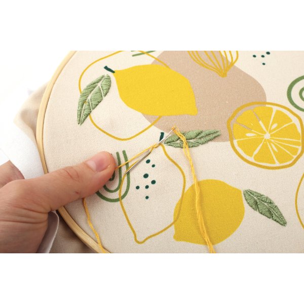 Broderikit citroner med ram 20 cm