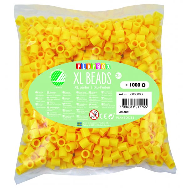 Rörpärlor XL 1000 st gul Rörpärlor XL 1000 st gul