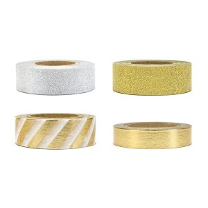 Washitape - 4-pack - Guld/Silver Washitape - 4-pack - Guld/Silver