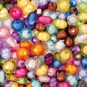 Fasetterte perler - blandede former - 350 stk