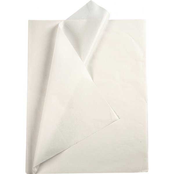 Silkespapper - vit - 50 x 70 cm - 14 g -10 ark Silkespapper - vit - 50 x 70 cm - 14 g -10 ark