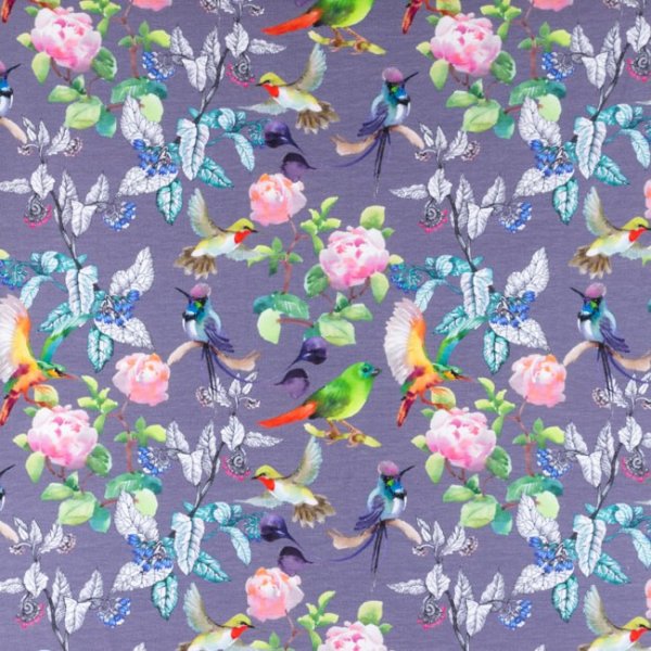 M�nstrad Trik� 150 cm - Peony Birds M�rkgr�