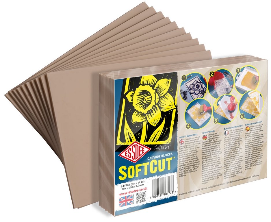 Softcut Trykblok 10-pak - 210x150x3,0mm - Linoleumtryk, Print & printfarve