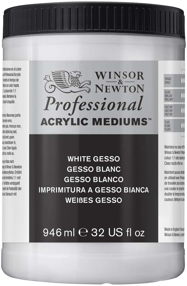 Akrylmedium W&N Professional - Hvid Akrylgesso - 946 ml - Grunder - Primer, Fernis og kunstner medier til kunstmaling