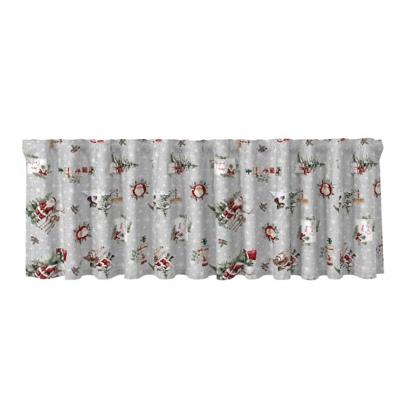 Flerstribet kappe med julemotiv og julemandsmotiv 50 cm Gr� - S�lges i meterm�l