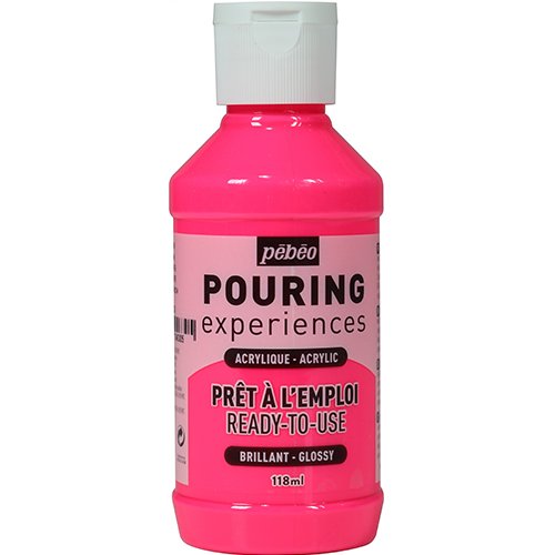 Hældningsfarve - Pebeo Experiences - Fluorescerende pink - Akrylmedier, Malermedium, Fernis og kunstner medier til kunstmaling
