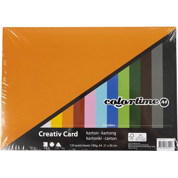 Creativ kartong - mixade färger - A4 - 12x10 st Creativ kartong - mixade färger - A4 - 12x10 st