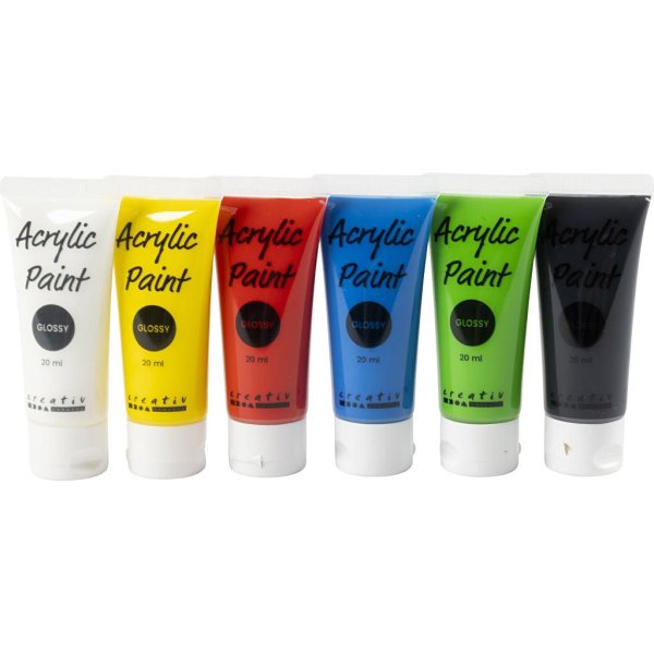 Skolf�rg - Akryl - standardf�rger - blank - 6 x 20 ml