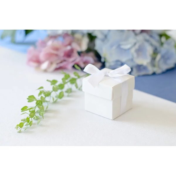 Gaveæsker med bånd 5,2 x 5,2 x 5,2 cm hvide - 10-pak Gaveæsker med bånd 5,2 x 5,2 x 5,2 cm hvide - 10-pak