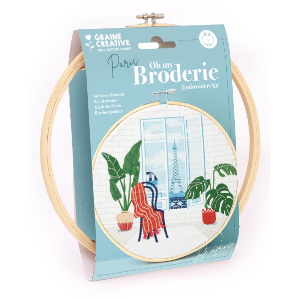 Broderikit Paris med ram 20 cm