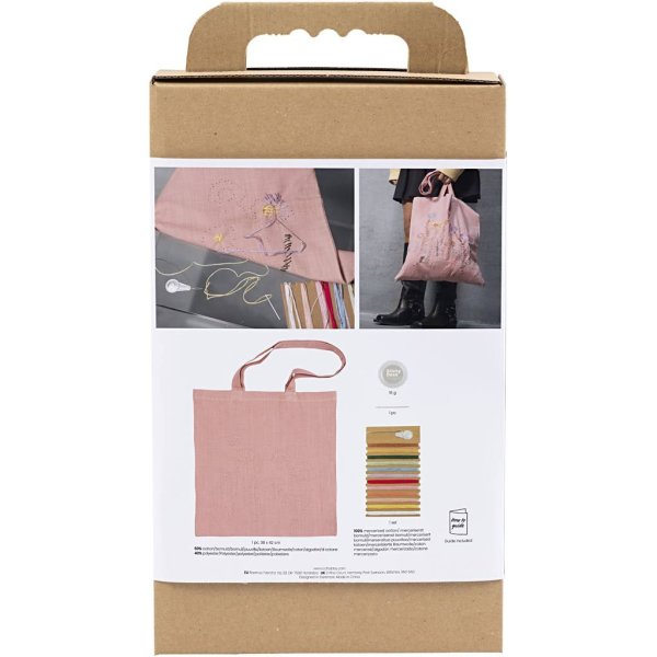 Broderikit med stofpose Blød pink - DIY-sæt Broderikit med stofpose Blød pink - DIY-sæt