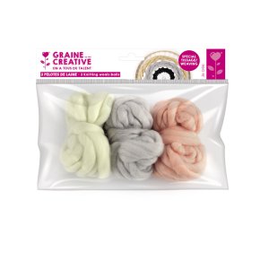 Garnpaket 3-pack 5 m - offwhite, ljusgrå, korall Garnpaket 3-pack 5 m - offwhite, ljusgrå, korall