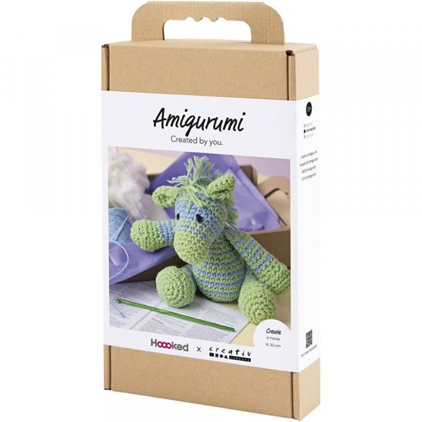 DIY-s�t amigurumi zebra lysebl� og lysegr�n - 1 pakke.