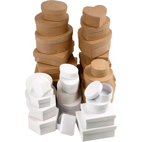 Pappaskar - brun - vit - 30 st Pappaskar - brun - vit - 30 st