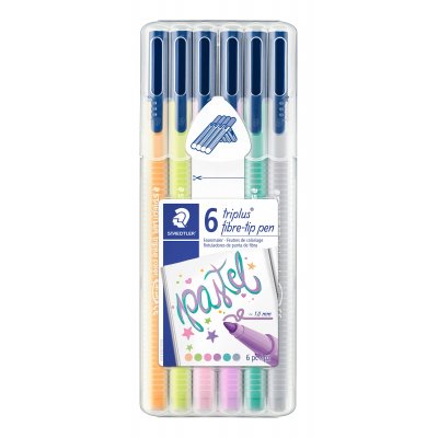 Fiberspisspenner Triplus Color Pastell - 6 penner