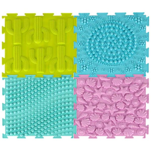 Sensorisk matta Montessori fotmassage 8 delar Pastell - Pusselmatta