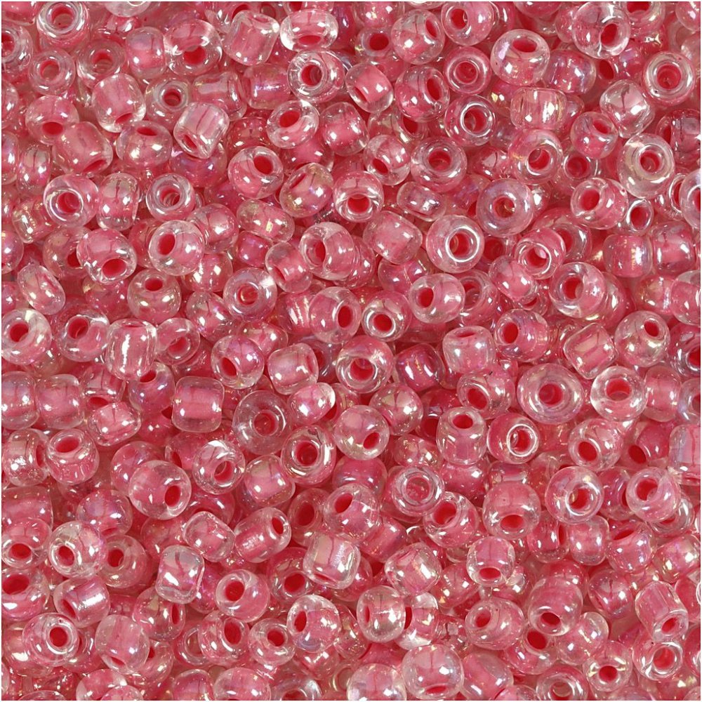 Rocailleperler 3 mm rosa kjerne 25 g - Blandinger av rocailleperler, Rocaillesperlor, Håndverk