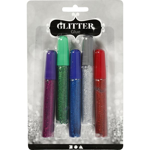 Glitterlim - mixade färger - 5 x 10 ml Glitterlim - mixade färger - 5 x 10 ml