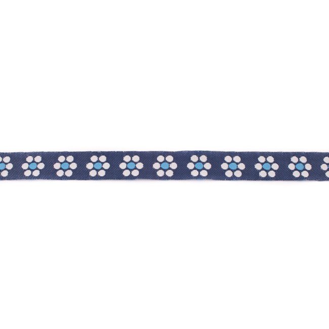 Dekorbånd - Denimstof med blomst - Vandblå - Dekorationsbånd - Øvrige, Bånd & dekorationsbånd, Tekstilbånd & snor