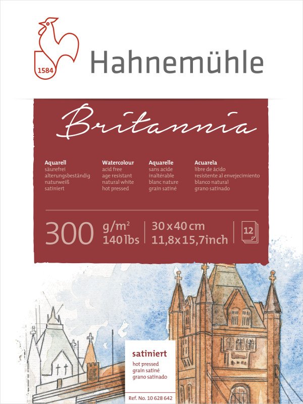 Akvarelblok Britannia 300 g Varmpresset - 24x32 cm - Akvarelpapir, Blok