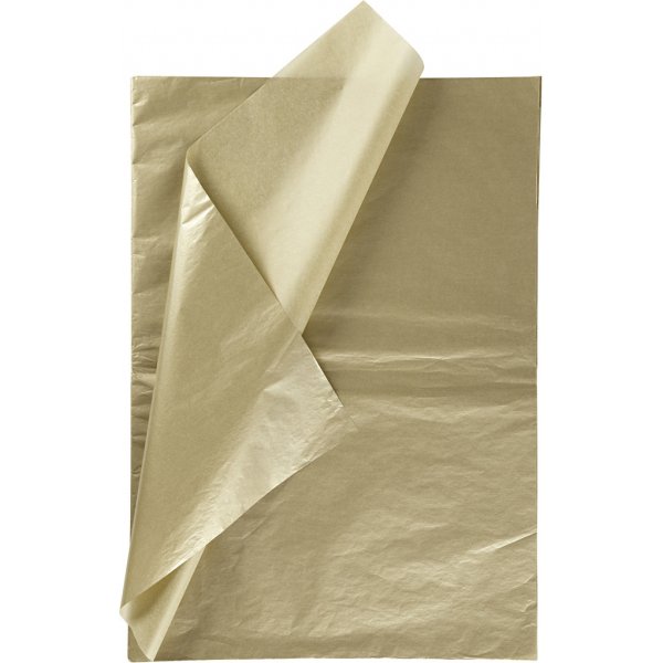 Silkespapper - guld - 50 x 70 cm - 14 g -6 ark Silkespapper - guld - 50 x 70 cm - 14 g -6 ark