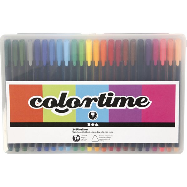 Colortime Fineliner Tusch - mixade färger - 24 st Colortime Fineliner Tusch - mixade färger - 24 st