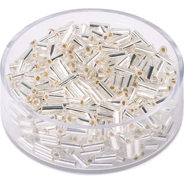 Bohemrocaille p�rlor 5 x 2 mm, silverglans