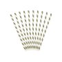 Papirsuger�r med hvide striber 19,5 cm guld - 10-pak